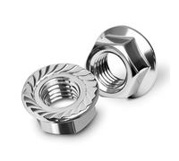 Mywish M8 Serrated Flange Hex Nuts, 100-Pack 304 Stainless Steel, Hex Drive M8-1.25 Hardware Nuts, Bright Finish