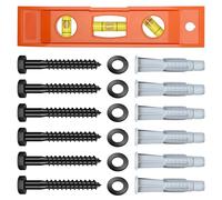 Mywish TV Mount Screws Kit, Lag Bolt Kit for TV Wall Mount, M8x65 Lag Bolts Screws, 10x60 Wall Anchors, Washers, Bubble Level for Wood Stud Brick Concrete Drywall, Universal TV Mounting Hardware Kit