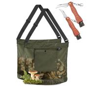 MYWSN Mushroom Foraging Kit - 2 Pack Black & Green Foraging Bag with Mesh Material, Adjustable Strap, Smartphone Pocket - Ideal for Nature Lovers, Outdoor Enthusiasts, Students & Hobbyists