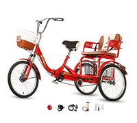 MYXJX adult tricycle, Adult Tricycle with 20 inch Wheels, Folding Frame, Comfortable Rear Seats, Double Chain for Two Kids - 3 Wheeler Scooter with Large Basket