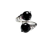 MYXJX beaded bracelets, 925 Silver Obsidian Ring Women Fashion Jewelry Adjustable