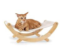 MYXJX cat hammock, Wooden Cat Hammock for Indoors, Elevated Pet Furniture Suitable for Kitty, Puppy, Rabbit, Bunny and Small Animal(Blue)