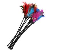 MYXJX cat toys, Cat Toys Feather Wand Kitten Tease Interactive Stick Toy Wire Chaser Set Random Color 5Pcs