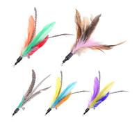 MYXJX cat toys, Cat Toys Random Feather Replacement Head Interactive Play Training Refill Wand Pet Products 5Pcs