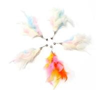 MYXJX cat toys, Cat Toys Teaser Wand Refill Kitten Stick Replacement Attachment Plush Feather Pet 5Pcs