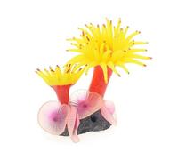 MYXJX fish tank decorations, Aquarium Simulation Coral Decoration Silicone Fake Underwater Aquatic Sea Anemone Ornament 2pcs Yellow