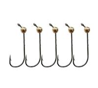 MYXJX fishing hooks, Fish Hooks 5pcs/lot 0.5g-4g Copper Head Mini Micro Fishing Crank Jig Fishhook Soft Worm Lure Accessories(4g)