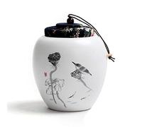 MYXJX funeral urn, Decorative Memorial for Pet Ashes Dog Cat Human Mini Funeral Ceramics Keepsake Urn for Ash/Cat Ash/Birds(White a)