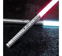 MYXJX lightsaber, 2-in-1 RGB FX Dueling Light Saber for Kids, Premium Aluminium Alloy Hilt Dual Sabers with 7 Colors Changeable, Halloween Cosplay(Silver)