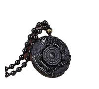 MYXJX obsidian necklace, Black Obsidian Carving Dragon and Phoenix Necklace Pendant Obsidian Lucky Pendants