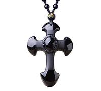 MYXJX obsidian necklace, Jewelry Obsidian Pendant Necklace Cross Pendant Jewelry for Men Womens Pendants