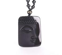 MYXJX obsidian necklace, Obsidian Vintage Necklace Black Jade Pendant Buddha Head Pendant For women&men Jewelry Jade Jewelry