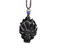 MYXJX obsidian necklace, Rainbow Obsidian Nine Tail Fox Necklace pendant Fox Ward off Bad Luck