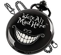 MYXJX Pocket Watch, Classic Smooth Steel with Chain Roman Numerals Men Women Pocket Watches Pendant Fathers Day Birthday Gift(Black)