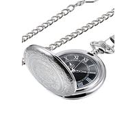 MYXJX pocket watch, For Men with Dial and Chain(Silver)