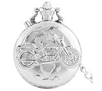 MYXJX pocket watch, Luminous LED Dial Motorcycle Motorbike Chain Carved Steampunk Chain Pocket Watch,(Silver)