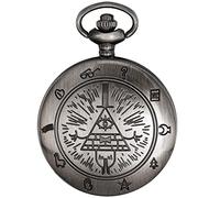 MYXJX Pocket Watch, Pocket Watch Unique Hollow Design ES with Chain Suitable for Birthday Christmas Gift Father's Day(Grey)