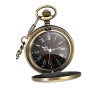 MYXJX pocket watch, Smooth Antique with Steel Chain(Bronze)
