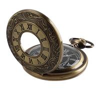 MYXJX pocket watch, Vintage Roman Number Quartz Steampunk Pocket Watch with Chain for Men Birthday (Black)