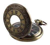 MYXJX Pocket Watch, Vintage Roman Number Quartz Steampunk Pocket Watch with Chain for Men Birthday Christmas Gifts(Bronze)