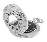 MYXJX pocket watch, Vintage Roman Number Quartz Steampunk Pocket Watch with Chain for Men Birthday (Silver)