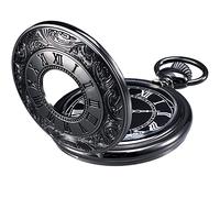 MYXJX Pocket Watch, Vintage Roman Numerals Scale with Chain(Black)