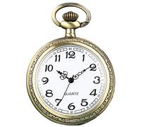MYXJX Pocket Watch, Vintage Steel Classic Fob Pocket Watch with Short Chain for Men Women - Gift for Birthday Anniversary Day Christmas Fathers Day