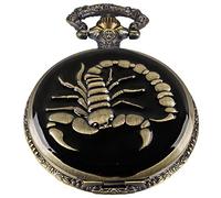 MYXJX Pocket Watch, with Fob Necklace, Skull Pocket Watch for Men, Arabic Numeral for Halloween and Christmas Gifts