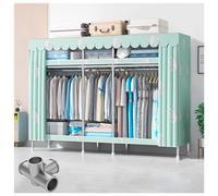 MYXJX portable wardrobe, Bedroom Non-Woben Fabric Organizer Storage for Hanging Clothes with Rods and Shelves/Green-1/205 * 45 170Cm