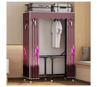 MYXJX portable wardrobe, with Hanging Rod and Storage Organizer Shelves Foldable Garment Rack with Cover for Bedroom/Navy/110 * 45 165Cm