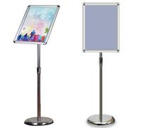 MYXJX sign stand, Adjustable poster sign stand with heavy duty pedestal for vertical horizontal view, Sign holder for signs, posters 9.6 * 13.5inch white(Silver,32*45cm)
