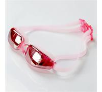 MYXJX swimming goggles, Black Plated Swimming Goggles With Earplug Professional Adult Silicone Pool Glasses Anti Fog Men Women Eyewear(Pink)