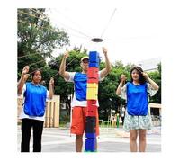 MYXJX team building games for work, IEOWY Field Day Games Set For Adults, 5-20 People Teamwork Building Block Stacking Tower Game Ice Breaking(Green,8PCS)