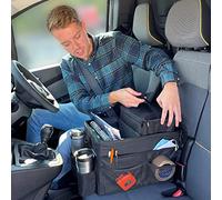 myXplorer Van Campervan & Car Front Seat Organiser with Cooler Bag, Multi-Compartment Storage, Padded Carry Strap, Non-Slip Clips, 26L (Black)