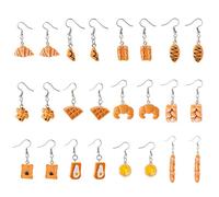 Myya 12 Pairs Simulation Bread Earrings Food Croissant French Bread Toast Dangle Earring Set Cute and Unique Rectangular Bread Earring Set Jewelry