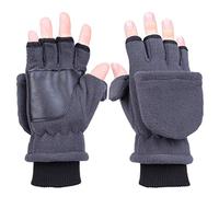 Myya Women Men Winter Polar Fleece Half Finger Flip Gloves Double Layer Thicken Touch Screen Fingerless Convertible Mittens Wrist Warmer With Cover