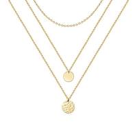 MYYCYCV Necklace pendant Irregular disc three-layer necklace women's European and American fashion versatile chain multi-layered necklace gift
