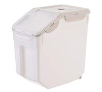 MYYINGELE Food Storage Container 10/15/25KG Airtight Kitchen Rice Cereal Canisters Dry Grain Metering Storage Dispenser Moistureproof for Rice Cereal Grain Soybean Pet Food, Beige, 25KG