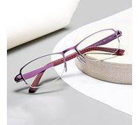 MYYINGELE Half Frame Reading Glasses, Progressive Multifocal Reading Glasses, Metal Frame Anti-Blue Light Glasses, Unisex for Women and Men, Purple, 2.5