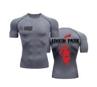 MYYLY Compression T-Shirt for Men for Linkin Park, Summer, Quick-Drying, Short Sleeve, Comfortable, Lightweight Polo Shirts for Outdoor Gym, Moisture-Wicking T-Shirt, E-S