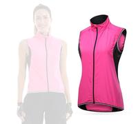 MYYLY Cycling Gilets Womens Cycling Vest Reflective MTB Gilets Sleeveless Jacket Waterproof Windproof Hi Vis Running Vest Lightweight Breathable Mountain Bike Vest for Cycling,Pink-S