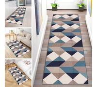 MYYNLI Rug Runner Hallway Non-Slip 100 x 200 cm Blue/Black Symmetrical Art Pattern Washable Sold by the Metre Bedroom Corridor Carpet Runner Long, Length Adjustable, Width 40-120 cm