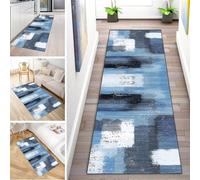 MYYNLI Rug Runner Hallway Non-Slip 100 x 300 cm Blue Decorative Art Pattern Washable Sold by the Metre Bedroom Corridor Carpet Runner Long, Length Adjustable, Width 40-120 cm