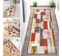 MYYNLI Rug Runner Hallway Non-Slip 100 x 420 cm Red Yellow White Retro Washable Sold by the Metre Bedroom Corridor Carpet Runner Long, Length Adjustable, Width 40-120 cm