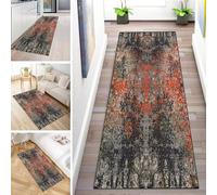 MYYNLI Rug Runner Hallway Non-Slip 50 x 100 cm Elegant Black/Red Pattern Washable Sold by the Metre Bedroom Corridor Carpet Runner Long, Length Adjustable, Width 40-120 cm
