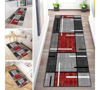 MYYNLI Rug Runner Hallway Non-Slip 70 x 220 cm Red Black Grey Retro Washable Sold by the Metre Bedroom Corridor Carpet Runner Long, Length Adjustable, Width 40-120 cm
