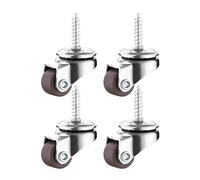 MyyYiTar 0.5 inch M4x15 Mini Self-Tapping Screw Casters,TPR Mute Rubber Swivel Single Caster Screws in Wheels -Brown