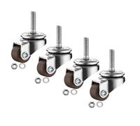 MyyYiTar 0.5" Swivel Stem Threaded Casters, TPR Mute Caster Wheel M4×15mm Stem Threaded Mini Casters -Brown