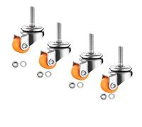 MyyYiTar 0.5" Swivel Stem Threaded Casters, TPR Mute Caster Wheel M4×15mm Stem Threaded Mini Casters -Orange