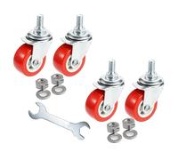 MyyYiTar 3 inch M8 Stem Casters M8x25 Bolt Threaded Wheel,PVC Rubber Swivel Single Caster Screws in Wheels Small-Red